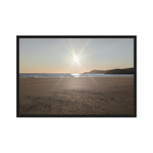 Whitesands Bay Beach Sunset: Premium Pine Tree Framed Canvas Art
