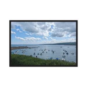 Above New Quay Harbour, West Wales: Premium Pine Tree Framed Canvas Art