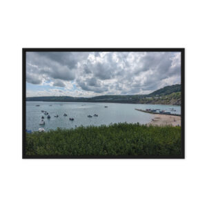 Above New Quay Harbour, West Wales: Premium Pine Tree Framed Canvas Art