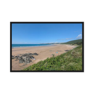 woolacoombe beach framed canvas